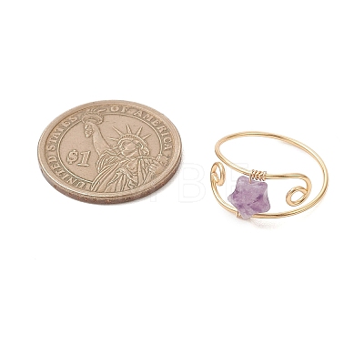 Copper Wired Gemstone Finger Rings RJEW-JR00978-1