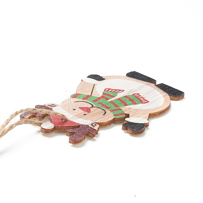 Christmas Theme Wood Big Pendant Decorations HJEW-F010-05-1