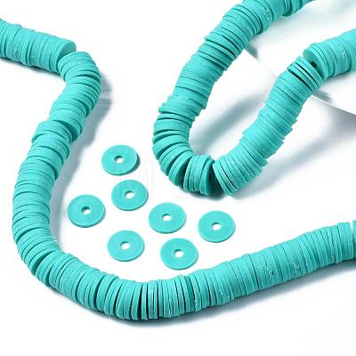 Flat Round Handmade Polymer Clay Beads CLAY-R067-12mm-34-1