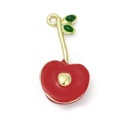 Cherry Brass Enamel Pendants KK-G526-06G-1