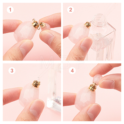  Faceted Natural Gemstone Openable Perfume Bottle Pendants AJEW-NB0002-09-1