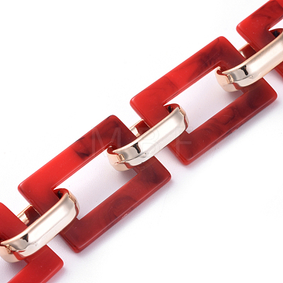 Imitation Gemstone Style Acrylic Handmade Rectangle Link Chains AJEW-JB00518-01-1