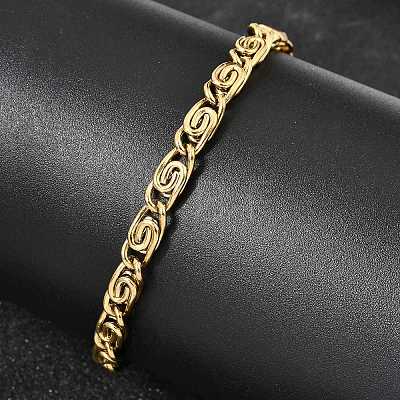 304 Stainless Steel Swirl Link Bracelets for Women BJEW-K240-11G-1