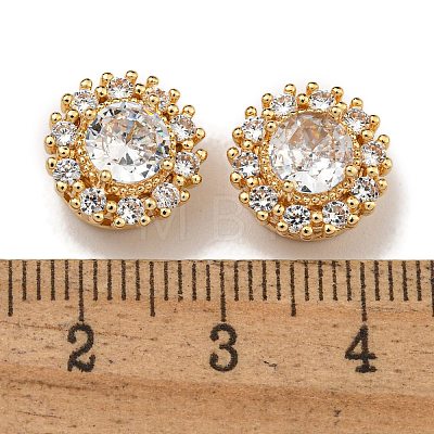 Brass Micro Pave Cubic Zirconia Beads KK-U037-06G-01-1