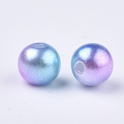 Rainbow ABS Plastic Imitation Pearl Beads OACR-Q174-8mm-02-1
