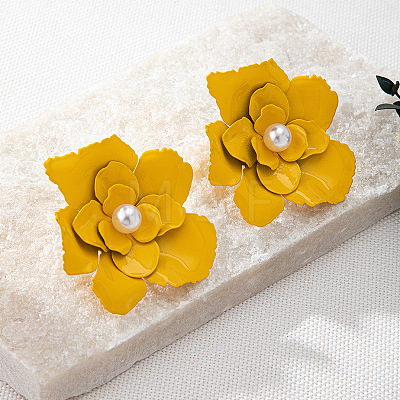 Flower Baking Paint Alloy Stud Earrings FS-WG54A10-02-1
