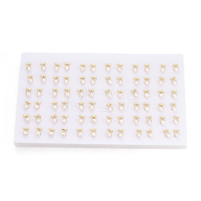 Brass & Natural Pearl Stud Earrings PEAR-N020-WX06-1
