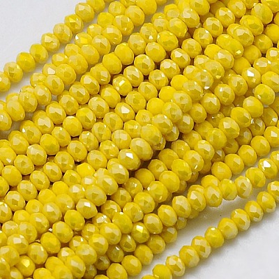 1 Strand Electroplate Opaque Solid Color Crystal Glass Rondelle Beads Strands X-EGLA-F049A-01AB-1