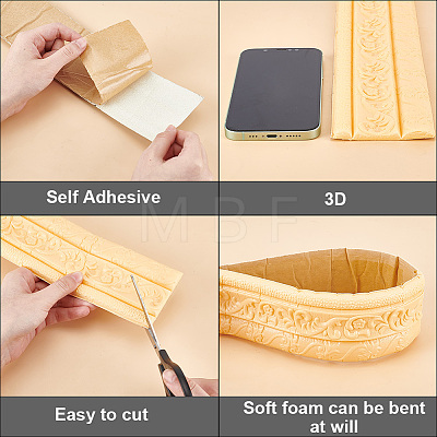 1Pc PVC Foam 3D Self-Adhesive Waterproof Wallpaper Border PAAG-CP0001-01F-1
