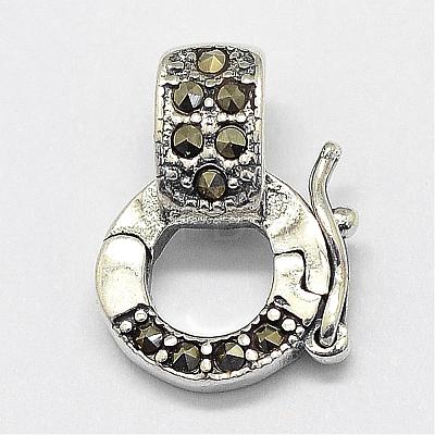 Rhodium Plated 925 Sterling Silver Micro Pave Cubic Zirconia Twister Clasps STER-A102-010P-1