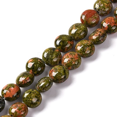 Natural Unakite Beads Strands G-T047-A21-01-1