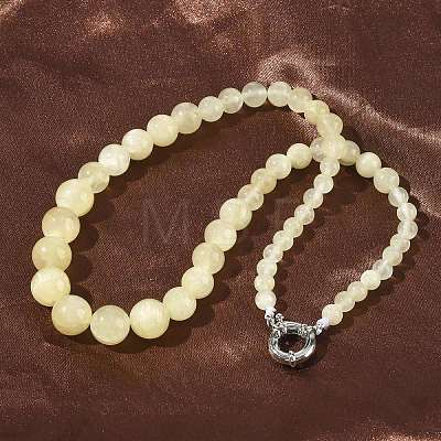 Natural Golden Silk Jade Graduated Round Beaded Necklaces NJEW-F368-02P-1