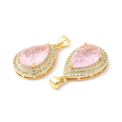 Real 16K Gold Plated Brass Micro Pave Cubic Zirconia Pendants ZIRC-L103-062G-04-1