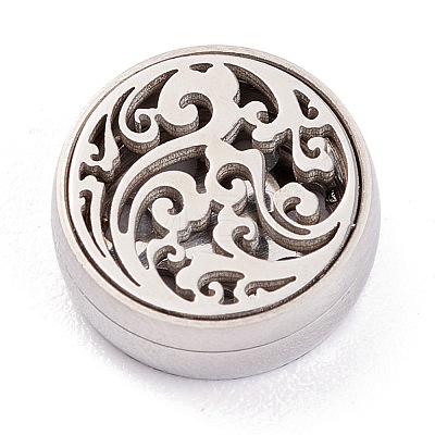 304 Stainless Steel Magnetic Diffuser Locket Aromatherapy Essential Oil Buckle AJEW-M027-12P-1
