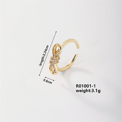 Fashionable Bowknot Brass Open Cuff Ring for Women TH8866-1-1