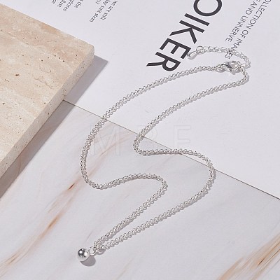 304 Stainless Steel Round Ball Pendant Necklace with Rolo Chains for Men Women NJEW-JN03845-01-1