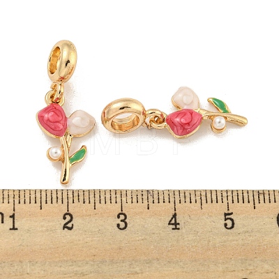 Rack Plating Alloy Enamel Flower European Dangle Charms FIND-B034-45G-02-1