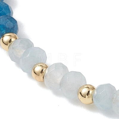 Dyed Natural Malaysia Jade & Brass Beaded Bangles for Women BJEW-JB13343-03-1