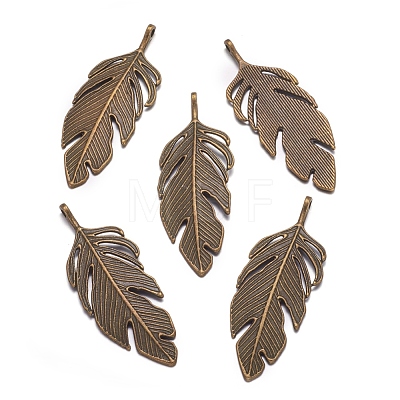 Tibetan Style Alloy Leaf Big Pendants X-PALLOY-A15448-AB-1