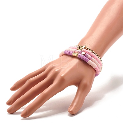 Synthetic Hematite & Polymer Clay Heishi Beads Stretch Bracelets Set BJEW-JB07380-1