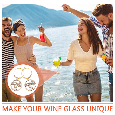 Easter Theme Alloy Enamel & Rhinestone & Resin Wine Glass Charms AJEW-AB00145-1