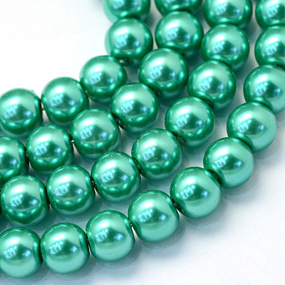 Baking Painted Pearlized Glass Pearl Round Bead Strands HY-Q003-14mm-29-1