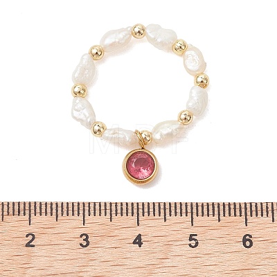 3Pcs Natural Cultured Freshwater Pearl Beaded Stretch Finger Rings RJEW-JR01009-1