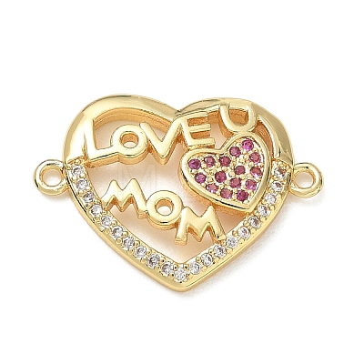 Mother's Day Brass Micro Pave Cubic Zirconia Connector Charms CU-CBAC7ED-01A-G-1