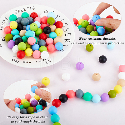 75pcs 15 Colors Food Grade Eco-Friendly Silicone Beads SIL-DC0001-02-1