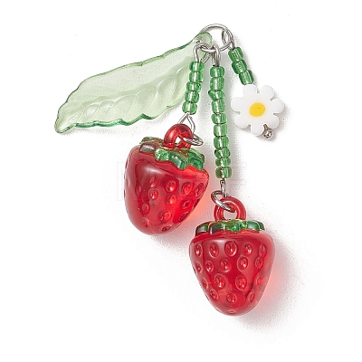 Handmade Lampwork & Glass Seed Bead & Resin Big Pendants PALLOY-MZ01306-02-1