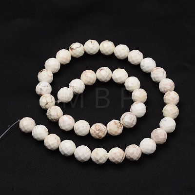 Faceted Round Natural Magnesite Beads Strands G-O111-02-6mm-1