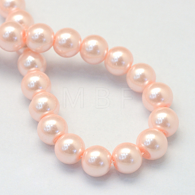 Baking Painted Pearlized Glass Pearl Round Bead Strands X-HY-Q003-6mm-05-1