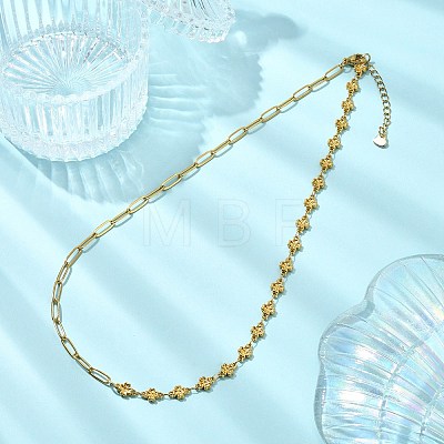 Saint Patrick's Day 304 Stainless Steel Clover Link Chain and Paperclip Chain Necklaces for Women NJEW-JN06171-1