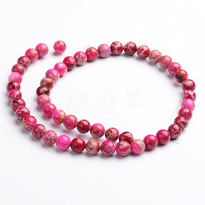 Dyed Natural Imperial Jasper Round Bead Strands G-M274-01-8mm-1