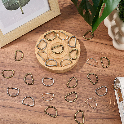 120Pcs 3 Colors Iron D Rings IFIN-CL0001-17-1