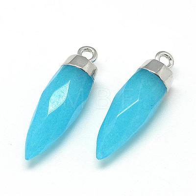 Natural White Jade Pointed Pendants G-Q495-01P-1