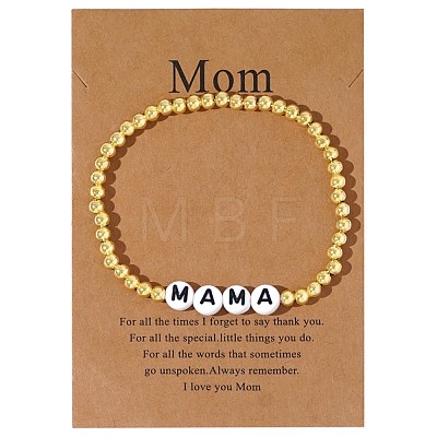 Mother's Day Brass Round Beads Strertch Bracelets SK3516-11-1