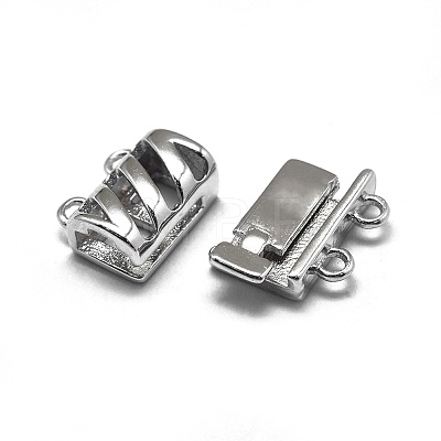 Rhodium Plated 925 Sterling Silver Box Clasps X-STER-L057-016P-1