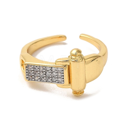 Brass Micro Pave Cubic Zirconia Cuff Rings for Women RJEW-G325-09GP-1