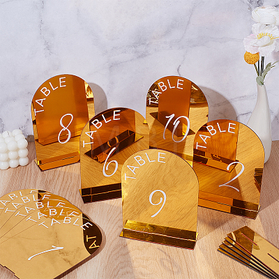 10Pcs 10 Styles Number 1~10 Acrylic Table Place Cards AJEW-WH0752-349-1