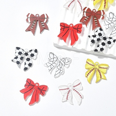 12Pcs 6 Colors Ball Styles Printed Acrylic Pendants OACR-YW0004-36-1