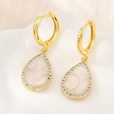 Brass Micro Pave Cubic Zirconia Hoop Dangle Earrings KK-CBA8324-11G-02-1