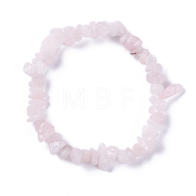 Rose Quartz Chips Stretch Bracelets X-BJEW-JB01308-01-1