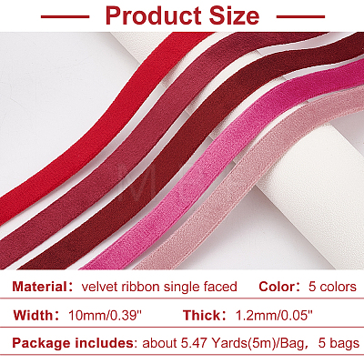 5 Bags 5 Colors Velvet Ribbon OCOR-AR0001-54A-1
