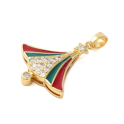 Christmas Theme Rack Plating Brass Cubic Zirconia Pendants KK-K385-119G-02-1