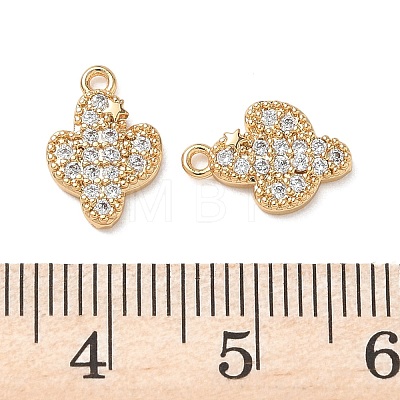 Brass Micro Pave Clear Cubic Zirconia Charms KK-D261-03G-1