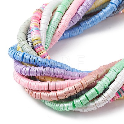 10 Strands 10 Colors Handmade Polymer Clay Beads Strand CLAY-YW0001-92-1