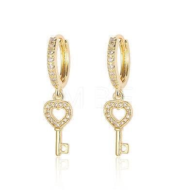 Brass Micro Pave Clear Cubic Zirconia Hoop Earrings EJEW-OY001-08G-1