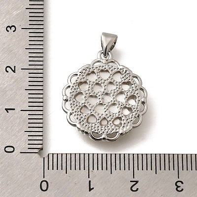 Brass Pave Natural Yellow Shell Carved Flower Pendants KK-Z091-02P-1