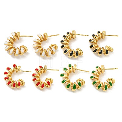 Rack Plating Brass Stud Earrings EJEW-C102-41G-1